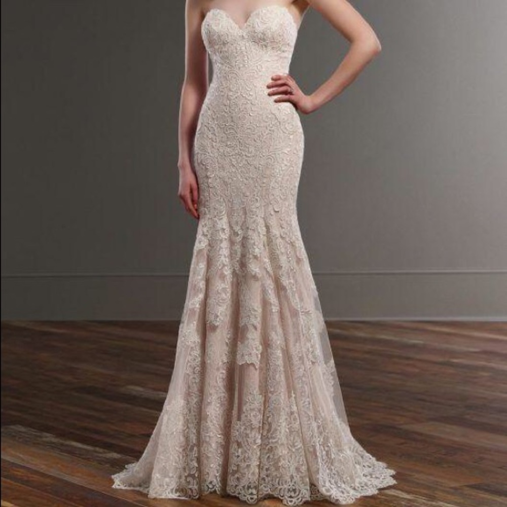 Martina Liana, Lace wedding dress, size 8, Ivory